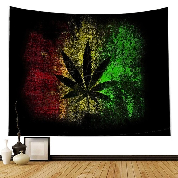 Wandteppich Kunst Dekor Decke Decke Vorhang Picknick Tischdecke hängen zu Hause Schlafzimmer Wohnzimmer Wohnheim Dekoration Polyester Pflanze moderne bunte Hintergrund schwarze Blätter Lightinthebox