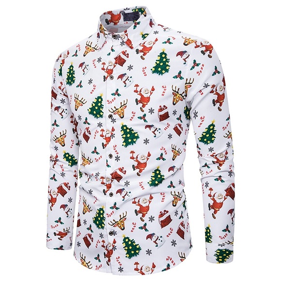 Herren Hemd Baum Schneeflocke Kragen Fotofarbe Gelb Purpur Grün Outdoor Festtage Langarm Bedruckt Bekleidung Modisch Designer Casual Lightinthebox