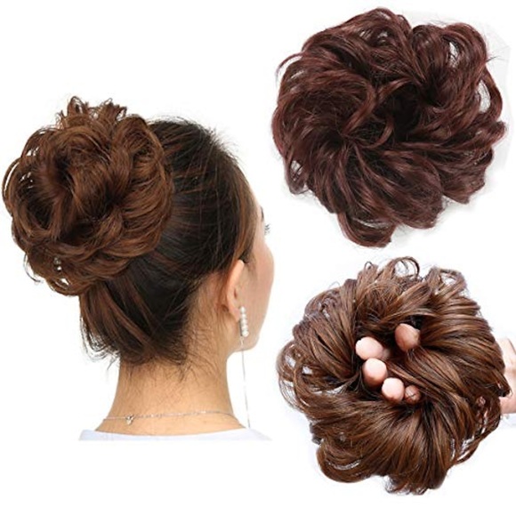 chaotisch Brötchen Haarteil dicke Hochsteckfrisuren Haargummis synthetische Haarverlängerungen Pferdeschwanz Haar Perücke Haarteil dunkelrot Lightinthebox