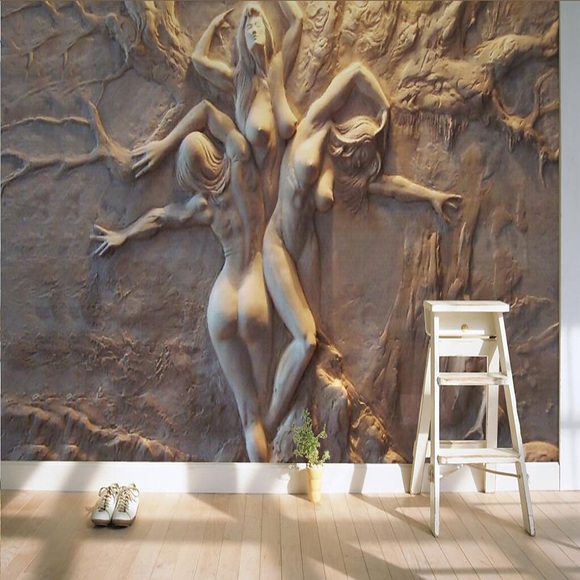 wandbild tapete wandaufkleber druck druck schälen und kleben abnehmbare 3d relief effekt frau leinwand wohnkultur Lightinthebox