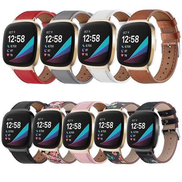 1 pcs Smartwatch-Band für Fitbit Versa 3 / Sense Echtes Leder Smartwatch Gurt Schnalle aus Edelstahl Lederschlaufe Ersatz Armband Lightinthebox