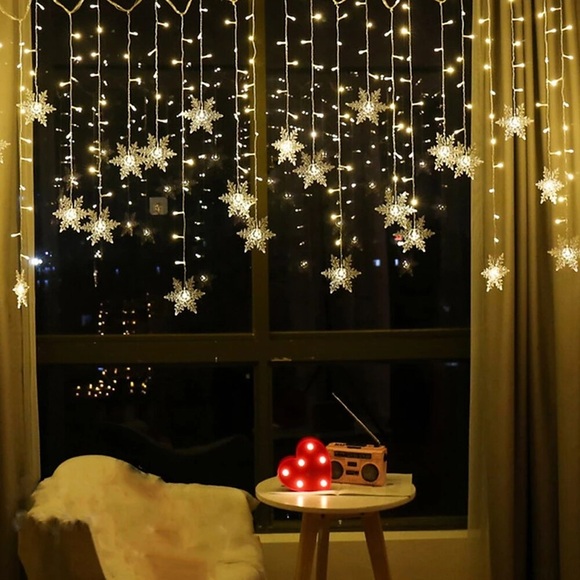 Schneeflocke Vorhang LED Lichterketten 3,5m 96leds führte Weihnachten Vorhang Licht Wohnzimmer Schlafzimmer Weihnachten Neujahr Hochzeit Valentinstag Dekoration Lightinthebox