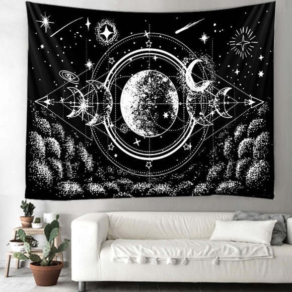 Mond Wandteppich Kunst Dekor Decke Vorhang Picknick Tischdecke hängen Zuhause Schlafzimmer Wohnzimmer Wohnheim Dekoration Meteor Mond Lightinthebox