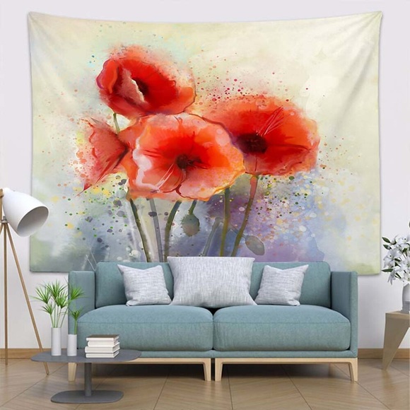 Wandteppich Art-Deco-Decke Vorhang Picknicktisch Tuch hängen zu Hause Schlafzimmer Wohnzimmer Schlafsaal Dekoration Polyesterfaser moderne aquarellfarbene Blumen Lightinthebox