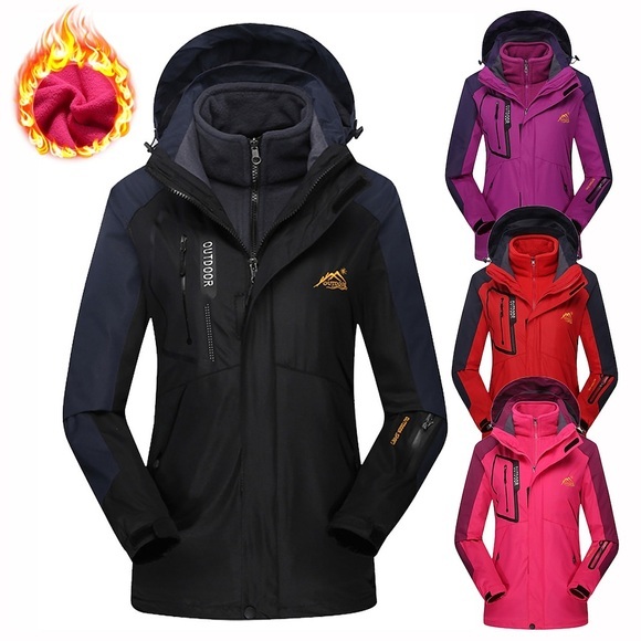 Damen Winter Außen Wasserdicht Windundurchlässig Abnehmbares Vlies Atmungsaktiv Jacke Shirt Vlies Unsichtbarer Reißverschluß in voller Länge Camping / Wandern / Höhlenforschung Schwarz Purpur Rot Lightinthebox