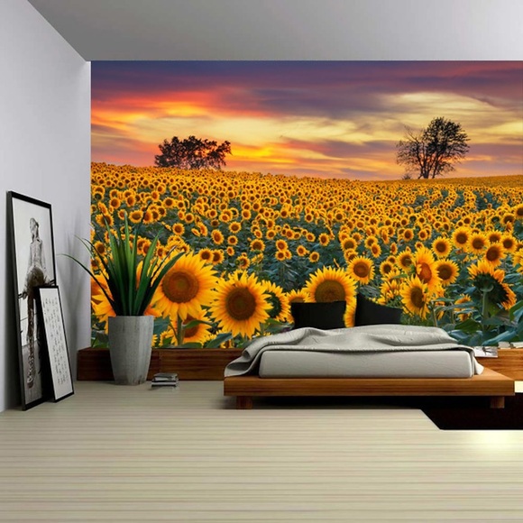 Wandteppich Kunst Dekor Decke Vorhang Picknick Tischdecke hängen zu Hause Schlafzimmer Wohnzimmer Wohnheim Dekoration Polyester Sonnenblume Schönheit Ansichten Lightinthebox