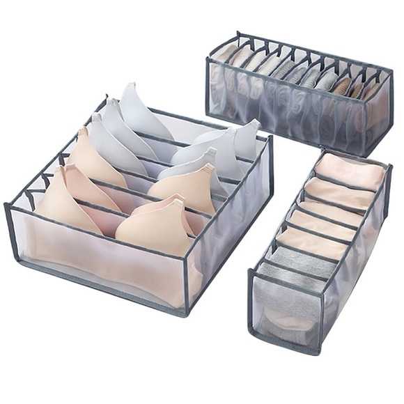 3 teile/satz faltbare aufbewahrungsbox socken magie mesh transparent karierten stoff künstler hause bh unterwäsche finish box Lightinthebox