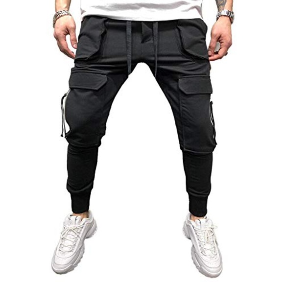 Herren Cargohose Cargohosen Jogginghose Jogger Hose Hosen Jogginghose Kordelzug Elastische Taille Multi Pocket Glatt Casual Athleisure Schwarz Grau Lightinthebox