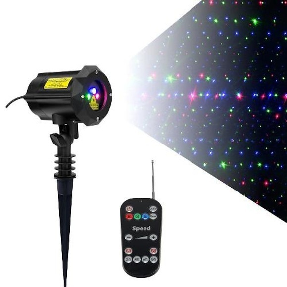 3-Farben-Bewegungslaserlichtprojektor mit Rf-Fernbedienung und Sicherheitsschloss Gartenbeleuchtung im Freien Rasenlampe wasserdichte Beleuchtung Laserlichter, die RGB-Sterne bewegen Lightinthebox