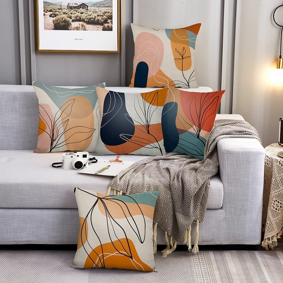 Kissenbezug 5pcs weicher dekorativer quadratischer Kissenbezug Kissenbezug Kunstleinenkissenbezug für Sofa Schlafzimmer überlegene Qualität maschinenwaschbar Outdoor-Kissen für Sofa Couch Bett Stuhl Lightinthebox