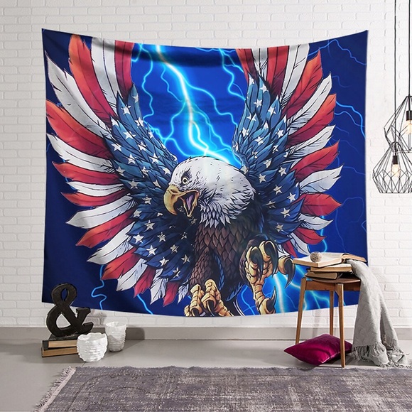 Wandteppich Kunst Dekor Decke Vorhang hängen zu Hause Schlafzimmer Wohnzimmer Dekoration Polyester Adler amerikanische Flagge Federn Lightinthebox