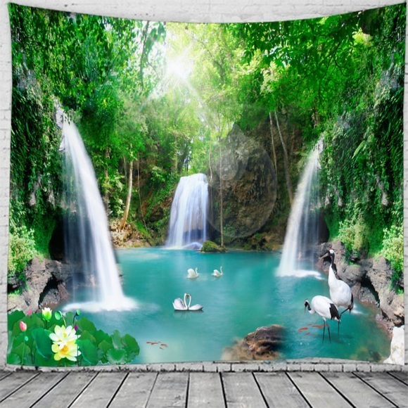 majestätische Wasserfall Landschaft Wandteppich Kunst Dekor Decke Vorhang hängen Zuhause Schlafzimmer Wohnzimmer Dekoration living Lightinthebox