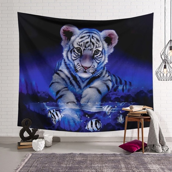 3d tiger wandteppich kunst dekor decke vorhang hängen nach hause schlafzimmer wohnzimmer dekoration polyester tiger Lightinthebox
