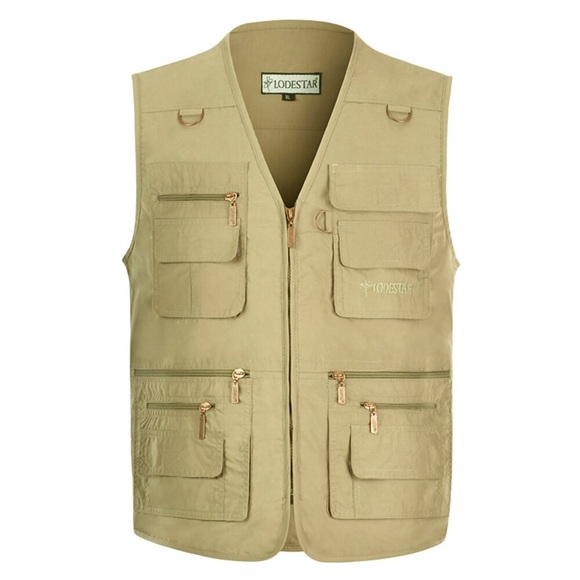 Herren Anglerweste Weste für Wanderer Arbeitsweste Ärmellos Weste / Fahrradweste Jacke Shirt Außen Atmungsaktiv Rasche Trocknung Leicht Schweißableitend Cachi scuro Creme farben Ein blaues Jagd Lightinthebox