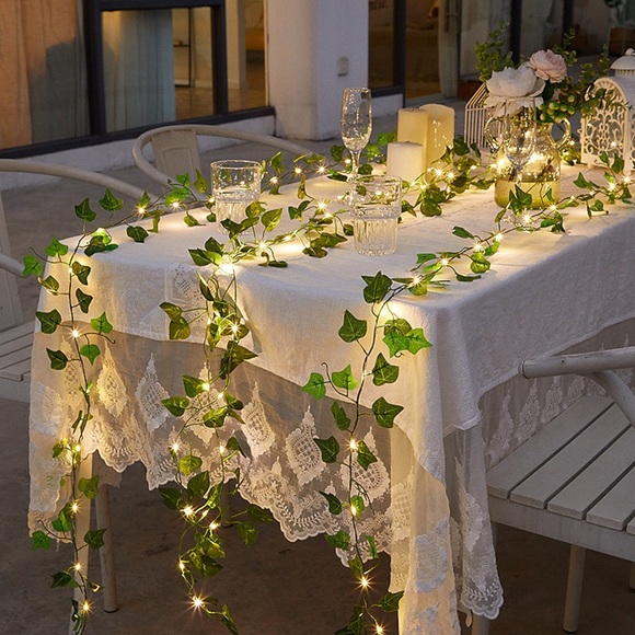 LED Solar String Licht im Freien wasserdichte Solarenergie 2m LED String String Hängelampen künstliche Outdoor Efeublatt Pflanzen für Hof Zaun Wandbehang Hochzeitsdekoration warmweiß 8-Modus Lightinthebox