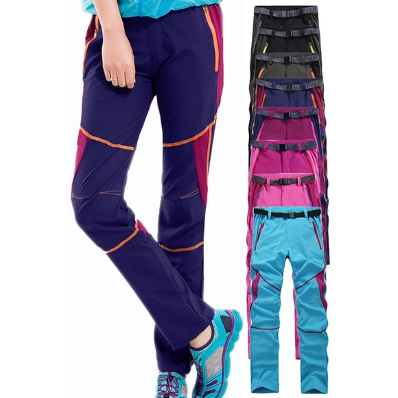 Damen Wanderhose Wanderhosen Patchwork Sommer Außen Wasserdicht Windundurchlässig UV-beständig Atmungsaktiv Hosen / Regenhose Unten Schwarz Purpur Campen und Wandern Jagd Skifahren S M L XL XXL Lightinthebox