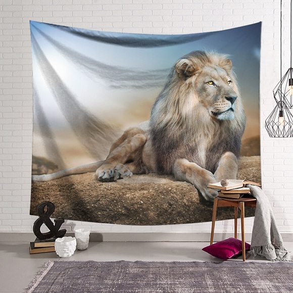 3d löwe wandteppich kunst dekor decke vorhang hängen nach hause schlafzimmer wohnzimmer dekoration polyester löwe Lightinthebox