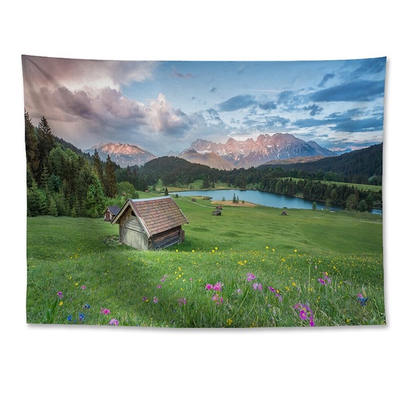 Wandteppich Kunst Dekor Decke Vorhang hängen zu Hause Schlafzimmer Wohnzimmer Polyester Alpen Landschaft Lightinthebox