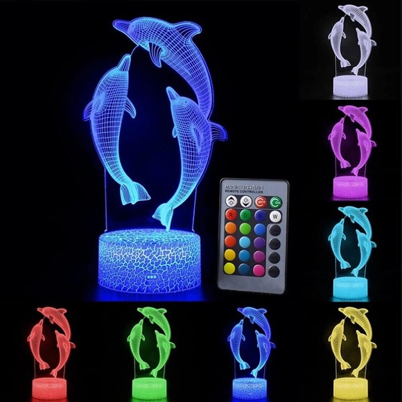 3D Delphin Nachtlicht 16 Farben Schweinswal Nachttischlampe mit Fernbedienung Geburtstagsgeschenk für Kind Baby Mädchen Lightinthebox