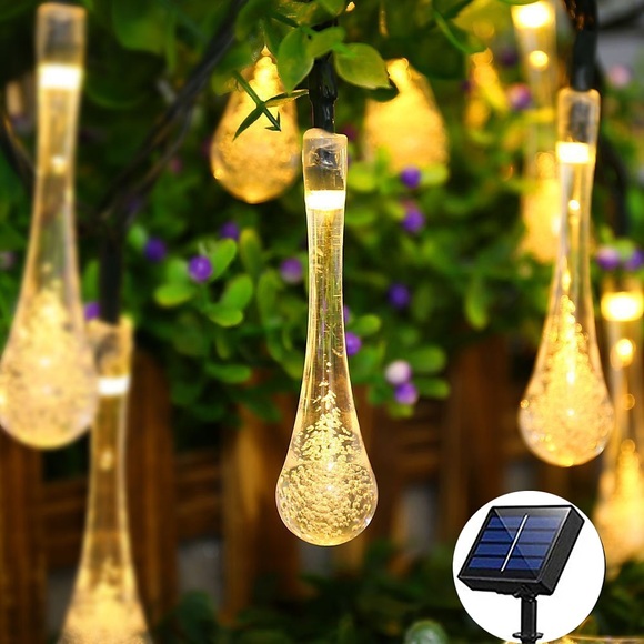 Outdoor Solar Lichterkette Outdoor wasserdicht Solar Wassertropfen Lichterkette Lichter 7m 50leds dekorative Lampe Weihnachtshochzeit Outdoor Garten Terrasse Rasen Dekoration LED Solar Garten Licht Lightinthebox