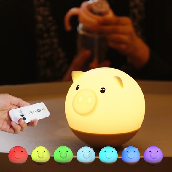 Nachtlicht Tumbler Rouge Schwein Regenbogensensor Nachtlicht mit Fernbedienung Baby Schlafzimmer Augenschutz Aufladen Schlafsaal Kinder schlafen am Bett tätscheln Lampe Lightinthebox