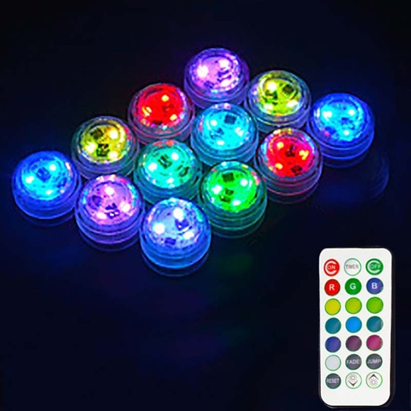 12 Stück Unterwasser-Tauch-Außen-LED-Pool-Licht mit Fernbedienung, batteriebetrieben, Unterwasser-Nachtlampe, Aquarium, Teich, Swimmingpool, Aquarium, Vase, Weihnachten, Hochzeit, Party, Dekoration, Lightinthebox