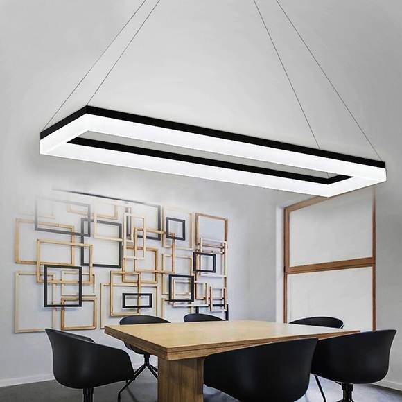 90 cm LED-Pendelleuchte quadratisches Design schwarz modernes Insellicht Aluminium Esszimmer Büro Bibliothek 110-120V 220-240V Lightinthebox