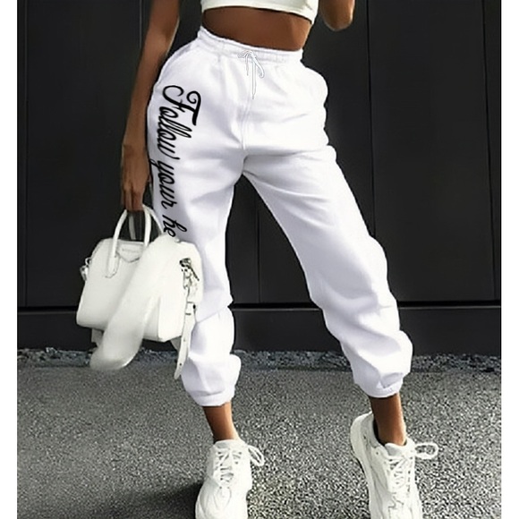 Damen Jogginghose Sweathose Baumwollmischung Grau Weiß Mittlere Taillenlinie Modisch Casual / sportlich Casual Wochenende Tasche Bedruckt Mikro-elastisch In voller Länge Komfort Buchstabe S M L XL XXL Lightinthebox