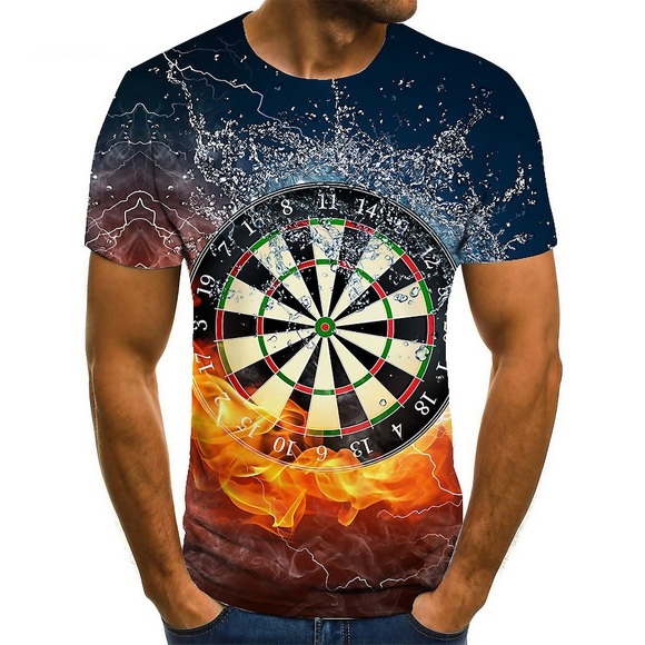 Herren Unisex T Shirt Tee Grafik-Drucke Wurfpfeile Rundhalsausschnitt Blau 3D-Druck Übergröße Casual Täglich Kurzarm Bedruckt Bekleidung Basic Modisch Designer Groß und hoch Lightinthebox