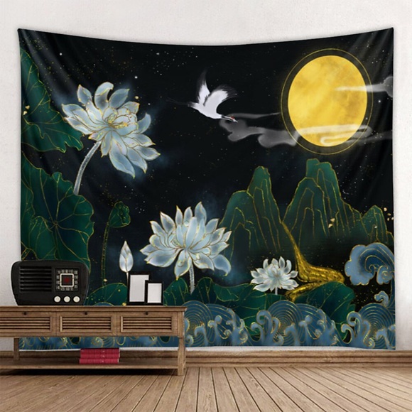 Wandteppich Wandbehang Art Deco Decke Vorhang hängen zu Hause Schlafzimmer Wohnzimmer Dekoration Lotusmuster Lightinthebox