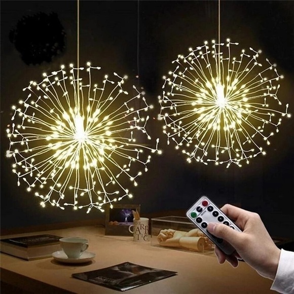 LED Lichterkette 2 Stück 180 LED Feuerwerk Lichterketten 8 Modus Explosionsstern Kupfer Silberdraht Lichterkette 150 LEDs 120 LEDs Dekoration Lampe Fernbedienung Lichterkette Lightinthebox