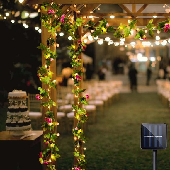 Solar-LED-Lichterketten im Freien Rose Rattan Lichterkette 2,3 m 20 LEDs ip65 wasserdichte Hochzeit Garten Weihnachtsfeier Girlande Außenterrasse Dekoration Lightinthebox