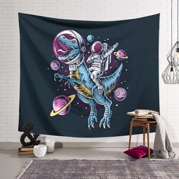dinosaurier astronaut wandteppich kunst dekor decke vorhang hängen nach hause schlafzimmer wohnzimmer dekoration polyester planet Lightinthebox