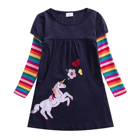 kinderkleidung Mädchen Kleid Tier Knielang Kleid Schulanfang Bestickt 100% Baumwolle Langarm Süß Kleid 2-8 Jahre Herbst Fuchsie Königsblau Lightinthebox