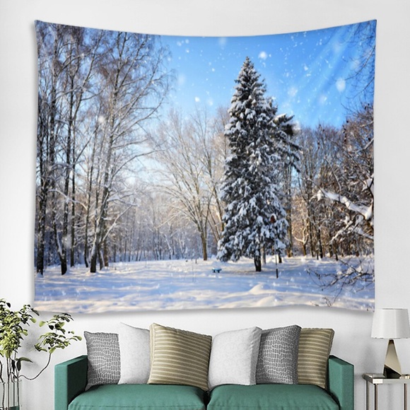 Winter schneit Schnee Szene Wald Wandteppich Art Deco Decke Vorhang hängen nach Hause Schlafzimmer Wohnzimmer Dekoration Lightinthebox