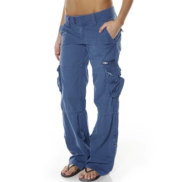 Damen Cargohose Cargohosen Hosen Hose Baumwollmischung Grün Wein Staubiges Blau Mittlere Taillenlinie Schick Modern Casual / sportlich Sport Wochenende Tasche In voller Länge Komfort Glatt S M L XL Lightinthebox