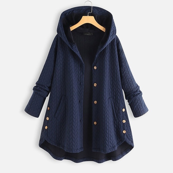 Damen Übergröße Hoodie-Mantel Taste Tasche Glatt Formal Outdoor Langarm Kapuzenpullover Standard Herbst Winter Grün Blau Grau XL XXL 3XL 4XL 5XL Lightinthebox