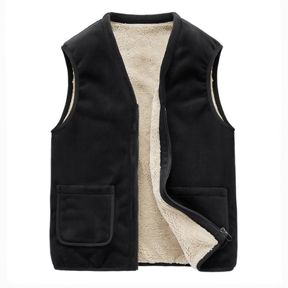 Herren Fleece-Weste Weste warm halten Atmungsaktiv Outdoor Strasse Täglich Reisverschluss V Ausschnitt Strassenmode Sport Casual Jacke Oberbekleidung Feste Farbe Tasche Schwarz Grau Lightinthebox