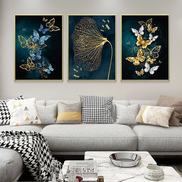 wandkunst leinwand poster malerei kunstwerk bild abstrakt schmetterling gold dekoration dcor gerollte leinwand kein rahmen ungerahmt ungedehnt Lightinthebox