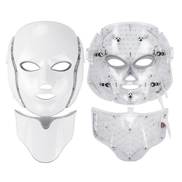 7-Farben-Licht-LED-Gesichtsmaske mit Nackenhautverjüngung Gesichtspflegebehandlung Schönheit Anti-Akne-Therapie Bleaching Lightinthebox