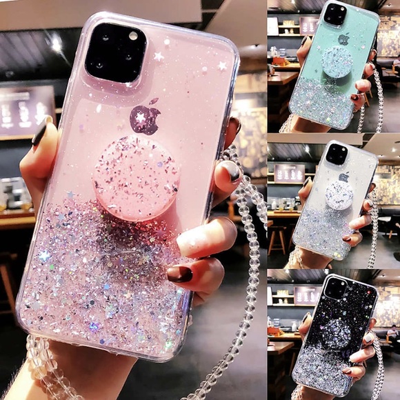 Handy Hülle Handyhüllen Für Apple Rückseite iPhone 14 Pro Max 14 Plus 13 12 11 Pro Max Mini X XR XS Bling Inhaber anrufen Durchscheinend Glänzender Schein TPU Lightinthebox