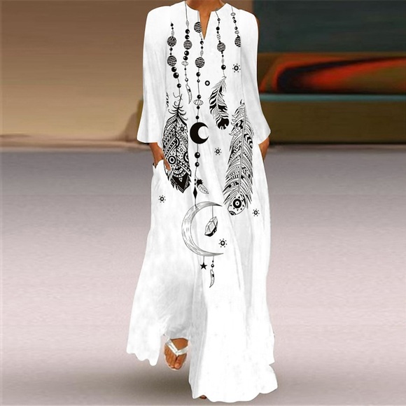 Damen Etuikleid Schaukelkleid kleid lang Grün Blau Grau Weiß Schwarz Langarm Schmetterling Tasche Bedruckt Herbst Frühling V Ausschnitt Stilvoll Casual herbstkleider 2022 S M L XL XXL XXXL 4XL 5XL Lightinthebox