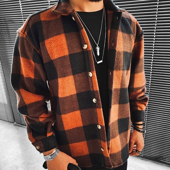 Herren Flanelljacke Flanell Hemden Hemdjacke Plaid / Karomuster Umlegekragen Gelb Outdoor Strasse Langarm Tasche Bekleidung Strassenmode Sport Casual / Herbst Lightinthebox