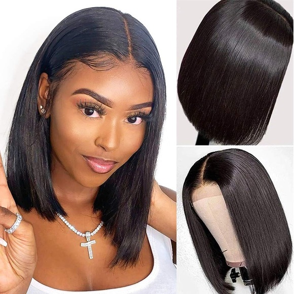 kurze bob perücken menschliches haar spitzefrontseitenperücken brasilianisches reines menschliches haar 4x4 schnürverschluss gerade bobperücken für schwarze frauen vorgezupft mit babyhaar remy haar 9a Lightinthebox