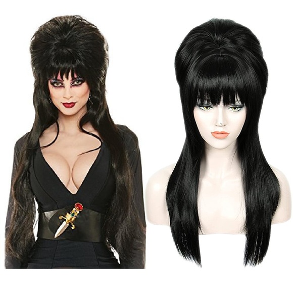 elvira perücke mittelalter perücke cosplay perücke gewellt mittelteil perücke wie abgebildet kunsthaar für damen schwarz Lightinthebox