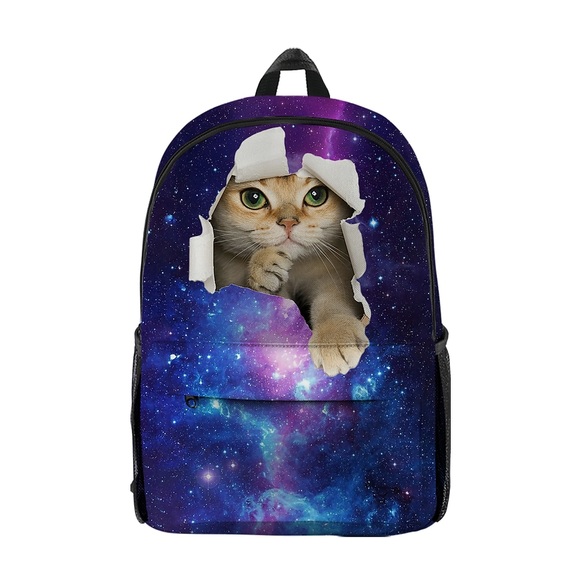 Unisex Schultasche Rucksack Oxford Stoff Katze Hohe Kapazität Atmungsaktiv Reißverschluss Gestuft Täglich Weiß Schwarz Purpur Dunkelblau Regenbogen Lightinthebox