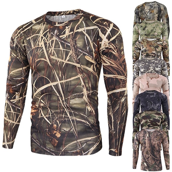Herren T-Shirt für Wanderer Jagd-T-Shirt Camouflage Kurzarm camuflaje Langarm Außen Frühling Sommer Atmungsaktiv Rasche Trocknung Weich Schweißableitend Shirt Baumwolle Polyester Campen und Wandern Lightinthebox