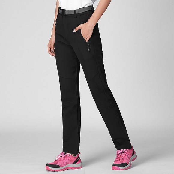 Damen Wanderhose Wanderhosen Fleece-gefütterte Hose Softshellhosen Winter Außen Regular Fit warm halten Wasserdicht Windundurchlässig Rasche Trocknung Hosen / Regenhose Unten Schwarz Dunkelgrau Jagd Lightinthebox