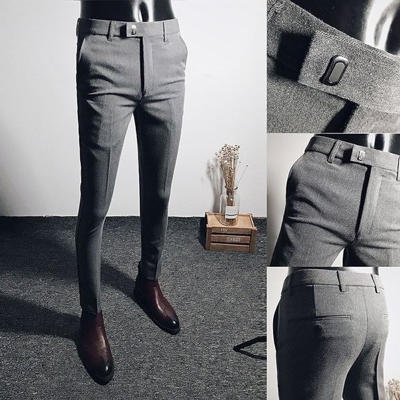 Herren Anzughosen Eng Hose Hosen Bleistifthosen Tasche Glatt Atmungsaktiv Dehnbar Knöchellänge B¨¹ro Geschäft Freizeitskleidung Baumwolle Schick Modern Casual Dünn Schwarz Grau elastisch Lightinthebox