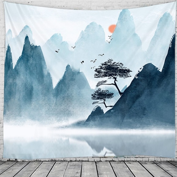 Landschaft Landschaft Wandteppich Kunst Dekor Decke Vorhang hängen Zuhause Schlafzimmer Wohnzimmer Dekoration schöne Aussicht aus dem Fenster Lightinthebox
